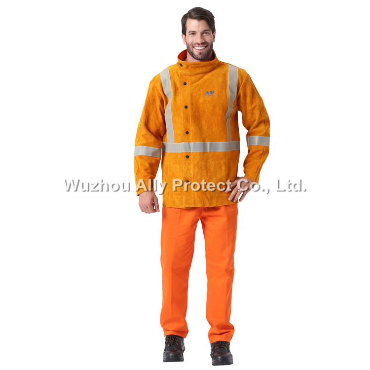 AP-2160 Golden Leather W/HI-VIS Reflective Tape Jacket